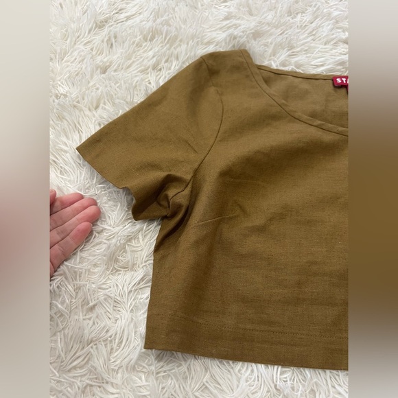 Staud Linen/Cotton Cropped Top - Size M - brown - Picture 3 of 8